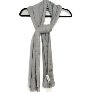 Calvin Klein Unisex Gray Soft Winter Scarf w Fringe and Logo Accent Great Gift